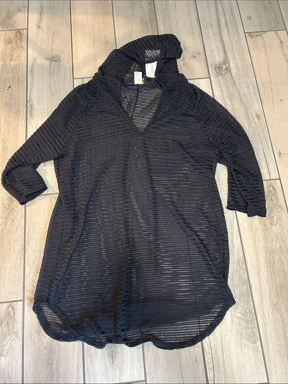 Jordan Taylor Black Open-Weave Hooded Swim Coverup